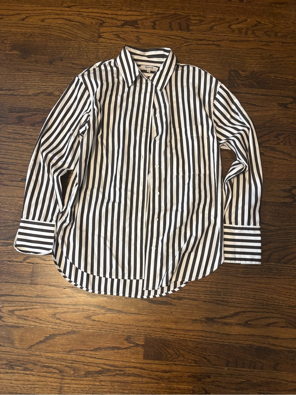 Madewell Brown Stripe Coastal Nautical Cotton Button Down Size XS